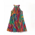 thumbnail image 1 of Byoo Big Girl Casual Dress Summer Halter Neck Graphic Sleeveless Rainbow Abstract Print Pleated Sundress Kids Soft Dresses, 1 of 4
