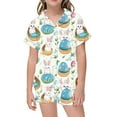 thumbnail image 1 of Byoo Big Girl Graphic Homewear Set Easter Bunny Egg Print Buttons Shirt Shorts Sleepwear Outfit Casual Home Clothes Set, 1 of 5