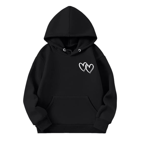 Byoo Big Girl Hoodie Heart Graphic Long Sleeve Soft Hoody Drawstring Sweatshirt Kids Cute Sport Pullovers Top