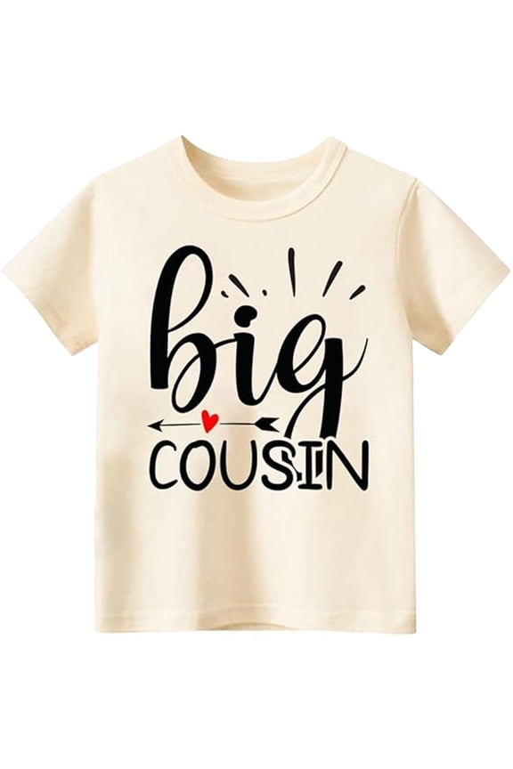 Big Girl Letter Graphic Print T Shirt Big Cousin Crew Neck Short Sleeve Family Themed Casual Tee