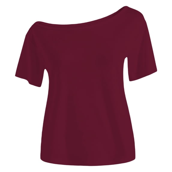 Byoo Big Girl Off Shoulder Tee Shirt Solid Short Sleeve Boat Neck Casual Basic Fitted Daily Top