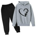 thumbnail image 1 of Byoo Big Girl Sweatsuit Heart Print Pullover Hoodie Sweatpants Outfit Set Kids Casual Sport Clothing Sets, 1 of 2