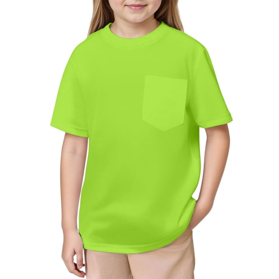 Byoo Big Girl's Basic Solid T Shirt Pocket Soft Crew Neck Short Sleeve Summer Tshirt Breathable Comfy Tee Shirts