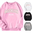 thumbnail image 1 of Byoo Big Girl's Brooklyn City Sweatshirt Crewneck Long Sleeve Sweatshirts Casual Daily Pullover Tops,Pink, 1 of 8