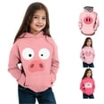thumbnail image 1 of Byoo Big Girl's Cartoon Pig Print Hoodie Long Sleeve Casual Hooded Sweatshirt Soft Cute Hoody Top,White, 1 of 8