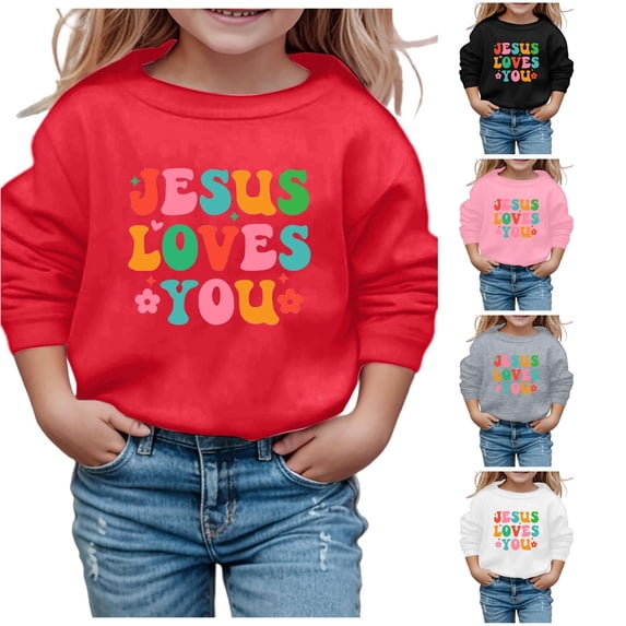 Byoo Big Girl's Colorful Letter Graphic Sweatshirt Printed Sweatshirts Daily Sweatshirt Pullover Top,Red