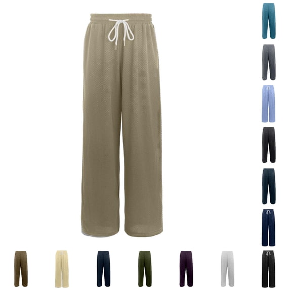 Byoo Big Girl's Drawstring Split Hem Casual Pants Loose Fit Trousers Summer Trip Bottoms,Khaki