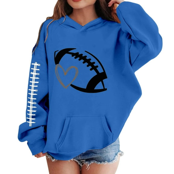 Byoo Big Girl's Football Graphic Hoodie Soft Pullover Casual Kids Hooded Sweatshirt