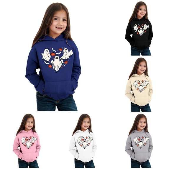 Byoo Big Girl's Graphic Hoodie Long Sleeve Hoodies Halloween Daily Hooded Sweatshirt for Kids,Blue