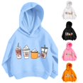 thumbnail image 1 of Byoo Big Girl's Graphic Print Hoodie Long Sleeve Fall Hooded Sweatshirt Casual School Hoodie,Blue, 1 of 4