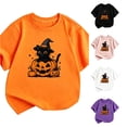 thumbnail image 1 of Byoo Big Girl's Halloween Short‑Sleeve T‑Shirt Witch Black Cat Inside Pumpkin Graphic Print Fall Tee Shirt, 1 of 4