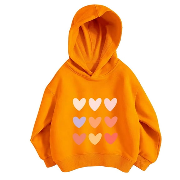 Byoo Big Girl's Hoodie Kids Hearts Print Long Sleeve Hooded Sweatshirt Pullover Top