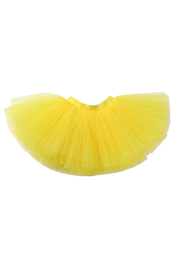 Big Girl's Solid Color Tulle Tutu Skirt Elastic Waist Flared Layered Skirts Basic Ballet Skirt for Dance Practice,Yellow
