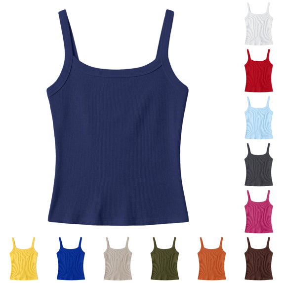 Byoo Big Girl's Streamlined Tank Top Square Neck Ribbed Solid Summer Camis