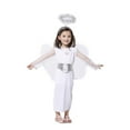 thumbnail image 1 of Byoo Big Girls Angel Dress Outfits White Solid Full Sleeved Party Show Poodle Dress Hairband Wing Belt 4pc Set Soft Clothes Set, 1 of 6