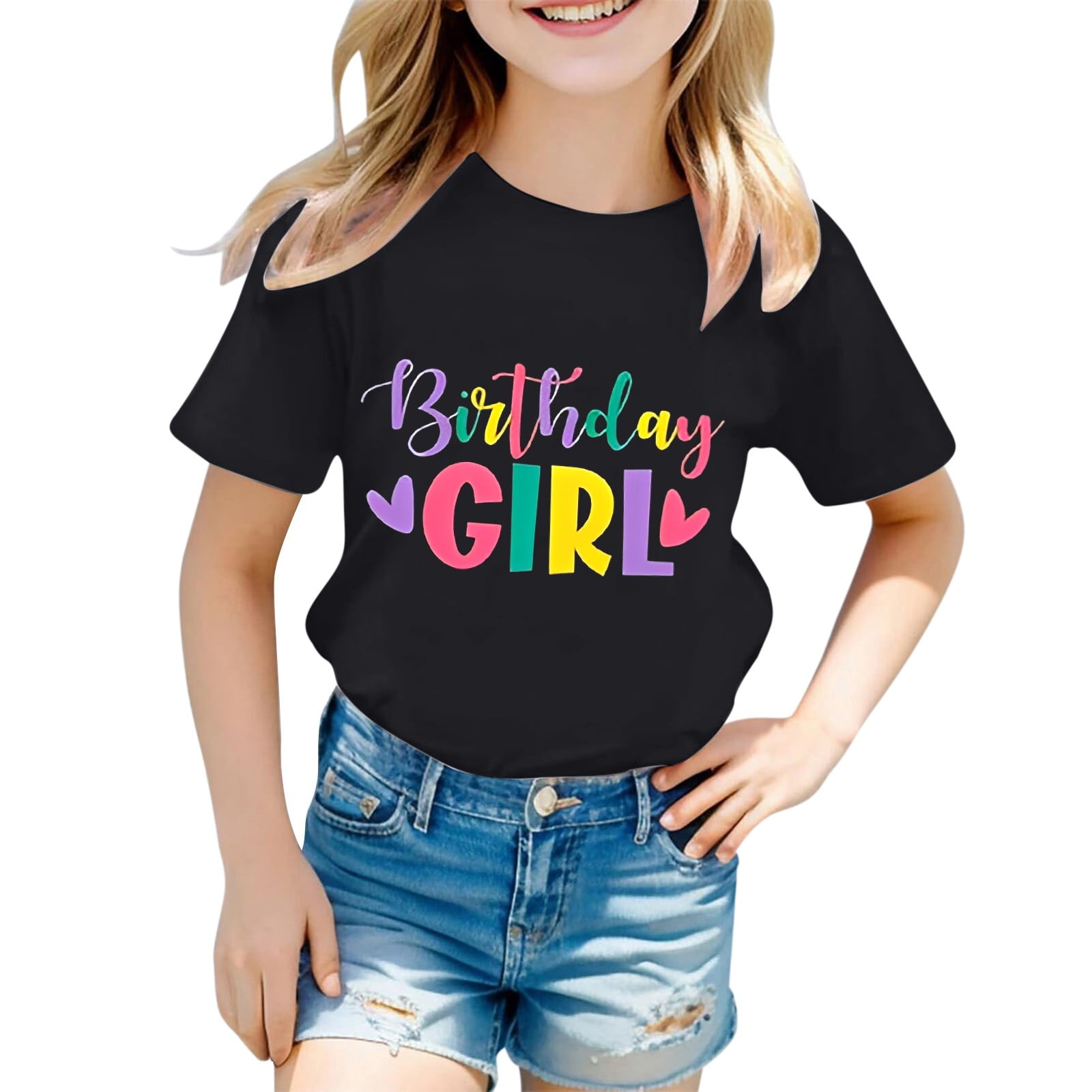 Byoo Big Girls Birthday T Shirt Letter Print Short Sleeves T-Shirt ...