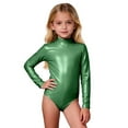 thumbnail image 1 of Byoo Big Girls Bodysuit Mardi Gras Solid Color Long Sleeve High Neck Performance Dance Jumpsuit for Kids Gym Soft Cloth, 1 of 4