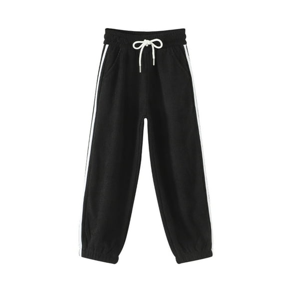 Byoo Big Girls Corduroy Pants Baggy Solid Color High Rise Pull-On Drawstring Sweatpants Outdoor School Casual Pants,Black