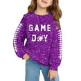 thumbnail image 1 of Byoo Big Girls Football Glitter Print Sweatshirt Sports Casual Crewneck Pullover Top, 1 of 4
