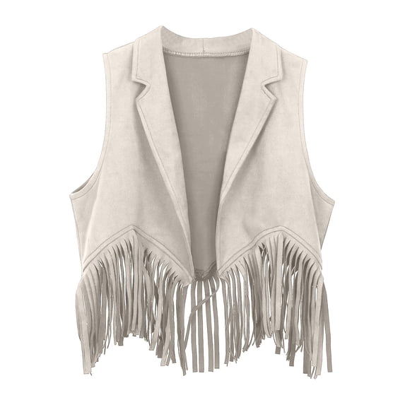 Byoo Big Girls Fringe Western Vests Boho Chic Suede Lightweight Loose Sleeveless Lapel Vest Jacket Summer Durable CowBig Boy Tops