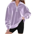 thumbnail image 1 of Byoo Big Girls Half Zip Velvet Sweatshirt Loose Soft Solid Casual Pullover Sweatshirt, 1 of 5