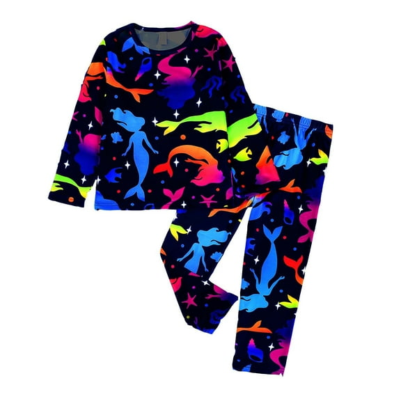 Byoo Big Girls Homewear Set Cartoon Print Long Sleeve Pullover Top Trousers Kids Outfits Set Soft Cozy Sleepwear Outfit