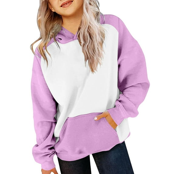Byoo Big Girls Hoodie Color Block Soft Long Sleeve Pullover Hooded Sweatshirt for Kids