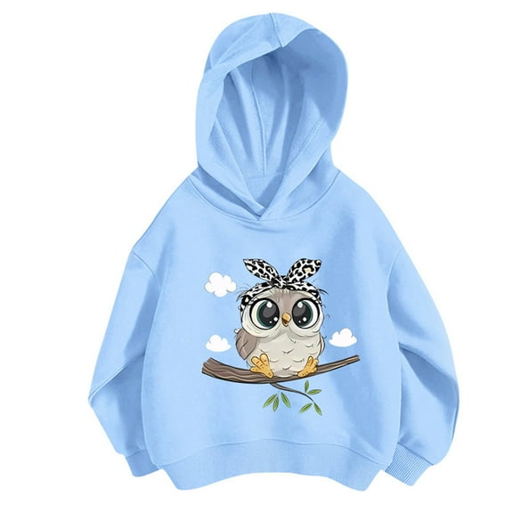 Byoo Big Girls Hoodie Cute Cartoon Owl Print Casual Hooded Sweatshirt Fall Pullover Top