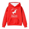 thumbnail image 1 of Byoo Big Girls Horse Print Hoodie Casual Microfleece Soft Pullover Hooded Sweatshirt, 1 of 4