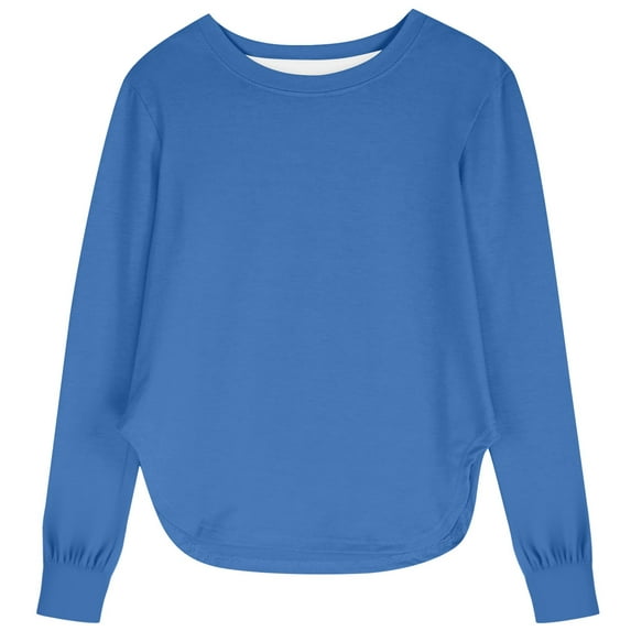 Byoo Big Girls Long Sleeve T-Shirt Solid Color Casual Sports T Shirt Versatile Undershirt