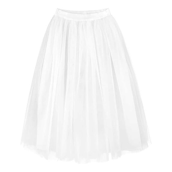 Byoo Big Girls' Multi-Layer Tulle Midi Skirt Elastic Waist Solid Color Flared Skirt Formal Flared Skirt