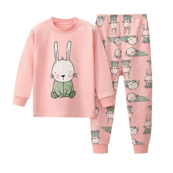 Byoo Big Girls Outfit set Cute Cat Print Long Sleeve Top Pants 2 Piece Sleepwear Loose Soft Homewear for Kid