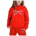 thumbnail image 1 of Byoo Big Girls Outfits Bow Print Hooded Sweatshirt Sweatpants Children's Hoodie Set, 1 of 4