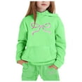 thumbnail image 1 of Byoo Big Girls Outfits Bow Print Hooded Sweatshirt Sweatpants Children's Hoodie Set, 1 of 4