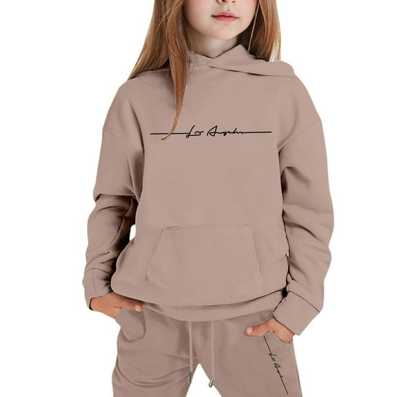 Byoo Big Girls Outfits Letter Print Long Sleeve Hoodie Sweatpants Soft Casual Sweatsuit