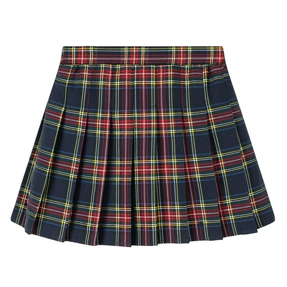 Byoo Big Girls Plaid Pleated Skirt High Waisted School Uniform A-line Pleated JK Skirt Tennis Mini Skorts Skirt Multicolour