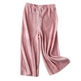 thumbnail image 1 of Byoo Big Girls Pleated Pants Lightweight Elastic Waist Straight Wide Leg Pants Casual Loose Pantalones for Kids, 1 of 5