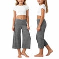 thumbnail image 1 of Byoo Big Girls' Ruched Waist Cropped Pants Soft Solid Color Wide Leg Casual High Waist Trousers, 1 of 8