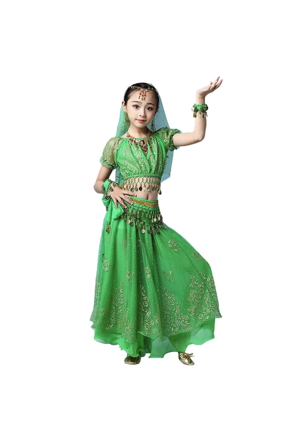 Big Girls Shimmering Belly Dance Outfit Traditional Set for Performance