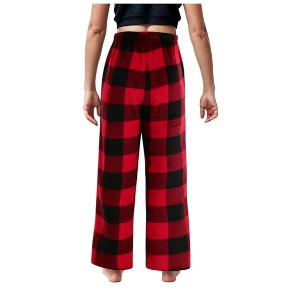 Byoo Big Girls Sleepwear Pants Plaid Graphic Soft Straight Fit Wide Leg Elastic Waist Drawstring Loungewear Trousers Comfy Pants