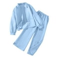 thumbnail image 1 of Byoo Big Girls Solid Casual Outfits Breathable Long Sleeve Button Up Shirt Pants Set, 1 of 5