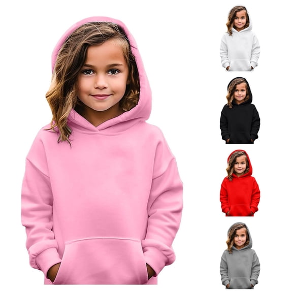 Byoo Big Girls Solid Hoodie Long Sleeve Basic Hooded Sweatshirt Casual Daily Pullover Sweatshirt,Pink