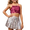 thumbnail image 1 of Byoo Big Girls Summer Sleeveless Tank Top Reversible Sequin Strap Crop Daily Sleeveless Tee Shirts, 1 of 4