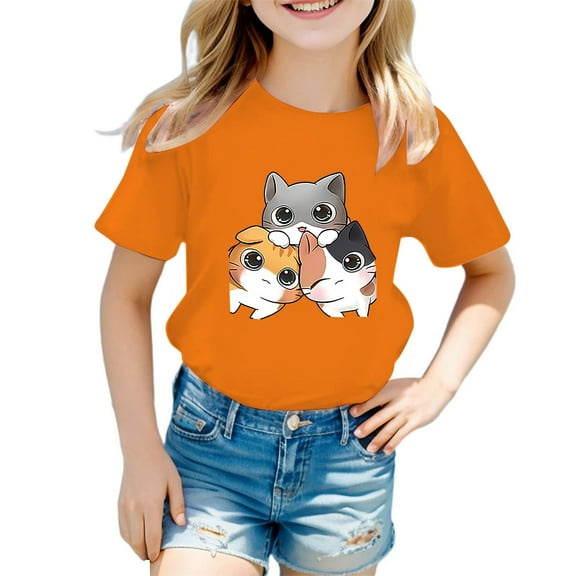 Byoo Big Girls T-Shirt Cartoon Animal Print Casual Short Sleeve T Shirt Graphic Tee