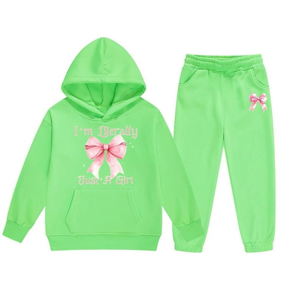 Byoo Big Girls Tracksuit Sets Bow Graphic Pullover Hoodie Sweatshirt Sweatpants Cute Outfits Set Kids Cozy Soft Sweatsuit Set