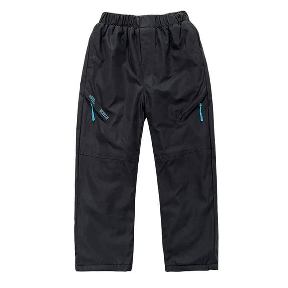 Byoo Big Girls' Trousers Solid Color Sports Hiking Ski Cargo Pants Outdoor Windproof Children Trousers,Black