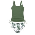 thumbnail image 1 of Byoo Big Girls UPF 50 Plus Tankini Set Hawaiian Print Beach Pool Water Bathing Suits,Green, 1 of 4