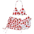 thumbnail image 1 of Byoo Big Girls UPF 50+ Three Piece Bikini Set Strawberry Print Halter Neck Beach Swimsuits,Red, 1 of 8