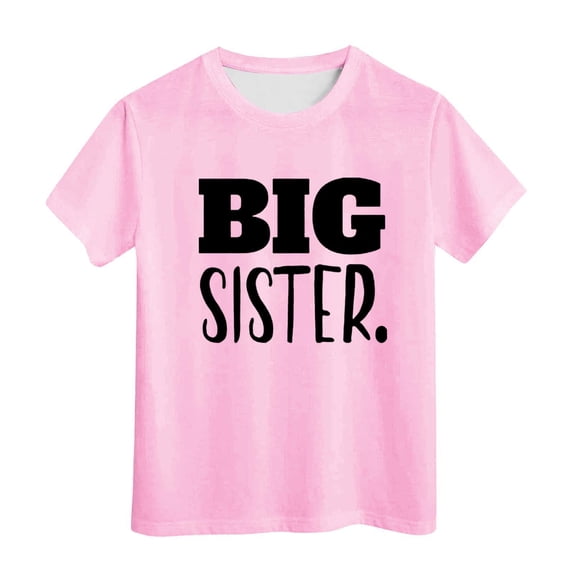 Byoo Big Sis Tee Shirt for Big Girl Letter Printed Short Sleeve Crew Neck Lightweight T-Shirt Top