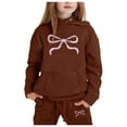 thumbnail image 1 of Byoo Bow Print Toddler Girls Outfit Basic Full Sleeve Sweatshirt Sweatpants Sets Active Cozy Sweatsuit Set, 1 of 4